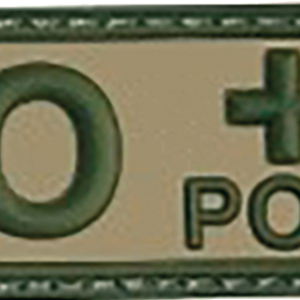 PATCH PVC GRUPO SANGUÍNEO O+ VERDE C/ VELCRO