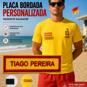 PLACA DE NOME BORDADA COM VELCRO | MODELO NADADOR SALVADOR