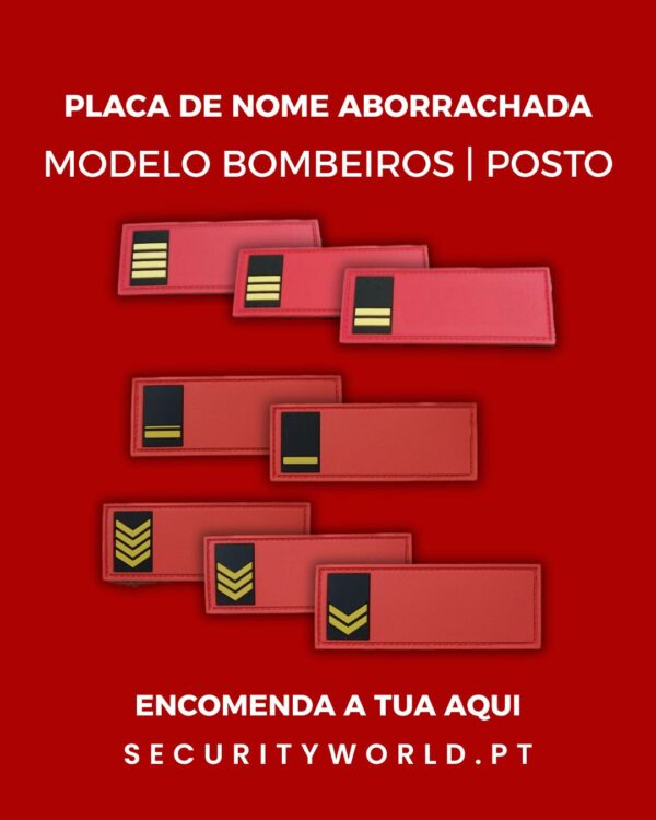 TIRA/PLACA DE NOME ABORRACHADA COM VELCRO | MODELO POSTO BOMBEIROS