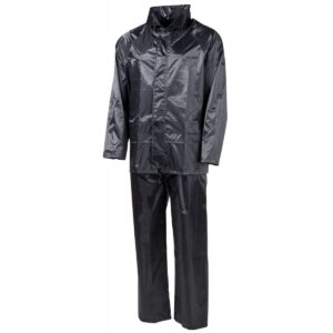 FATO/CONJUNTO DE CHUVA IMPERMEÁVEL PRETO (CASACO + CALÇAS) MFH