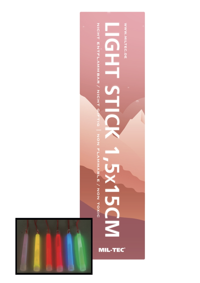 LIGHT STICK 1,5x15 cm 12H VERMELHO MIL-TEC