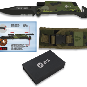 CANIVETE K25 COM LANTERNA E PEDERNEIRA CAMUFLADO